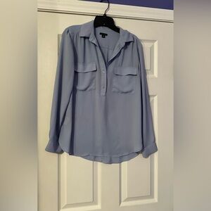 Ann Taylor Soft Light Blue Button-Front Blouse is a size Medium.
